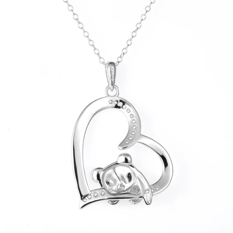 Panda Heart Pendant Necklace - 925 Sterling Silver