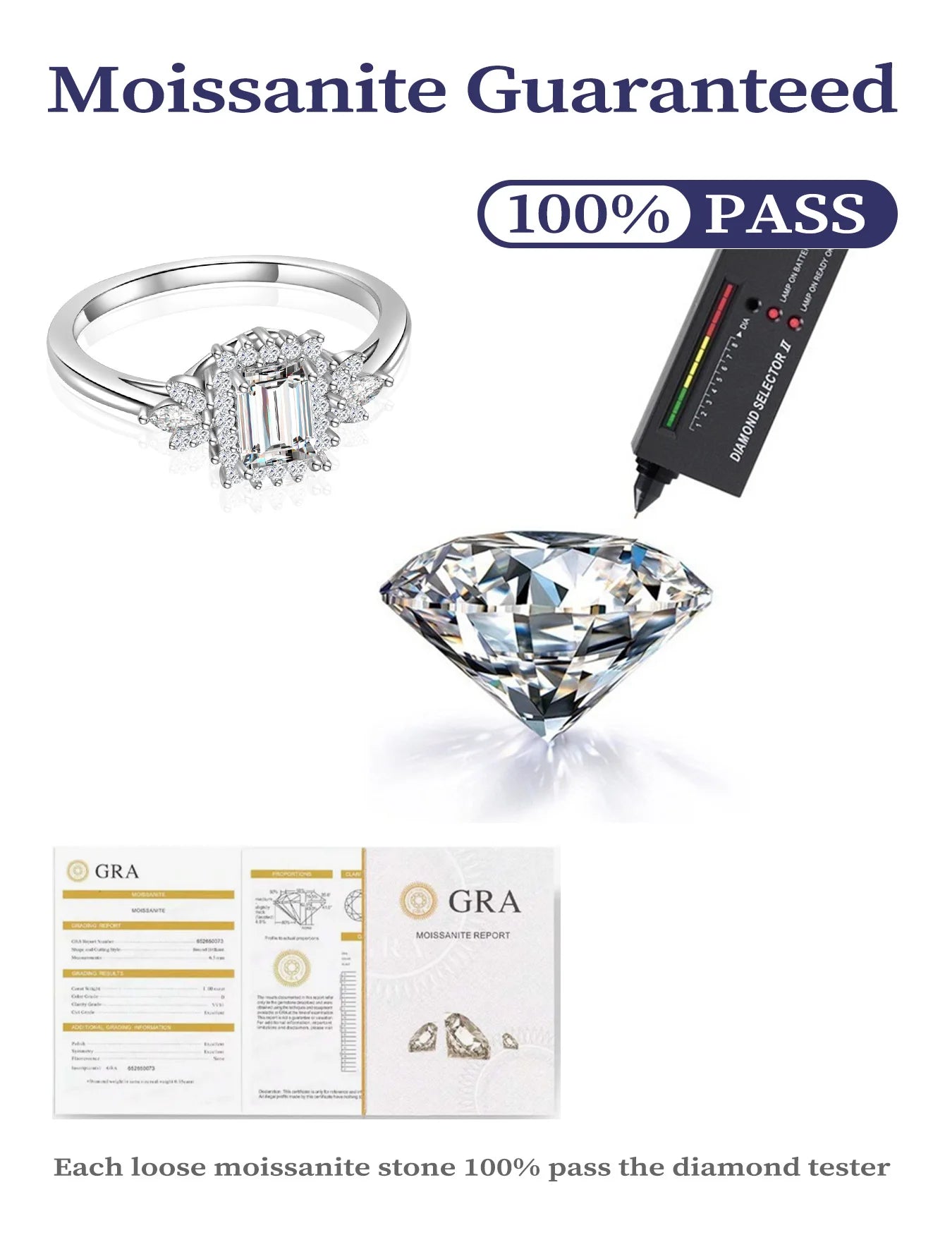 Moissanite Ring - 925 Sterling Silver Luxury Design