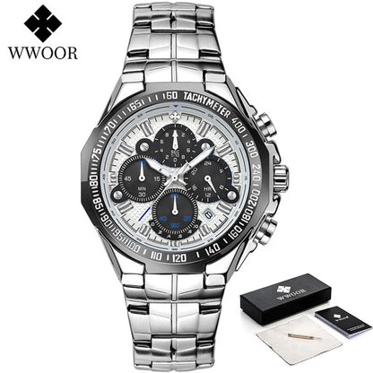 WWOOR Men’s Stainless Steel Quartz Chronograph Watch, Model 8868