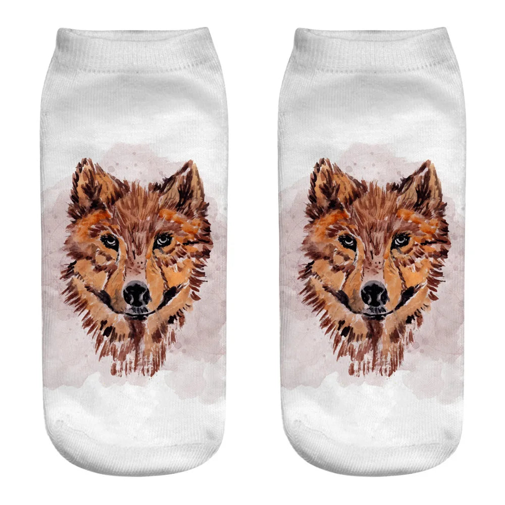 Wild Wolf Series Unisex Sox Women's Funny Cartoon Animal Cute 3D Print Ankle Socks Hot Fashion Punk Gothic Club Sokken