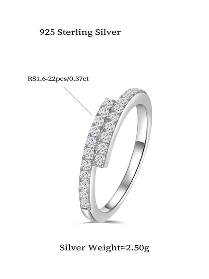 Moissanite Pavé Ring - 925 Sterling Silver, D Color