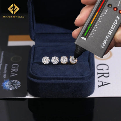 Moissanite Cluster Stud Earrings - 925 Sterling Silver