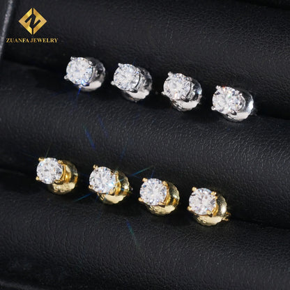 Moissanite Stud Earrings - 925 Sterling Silver, GRA Certified