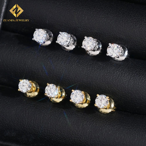 Moissanite Stud Earrings - 925 Sterling Silver, GRA Certified