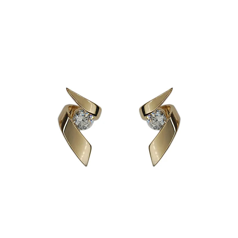 925 Sterling Silver Earrings - 14K Gold Plated with Zircon