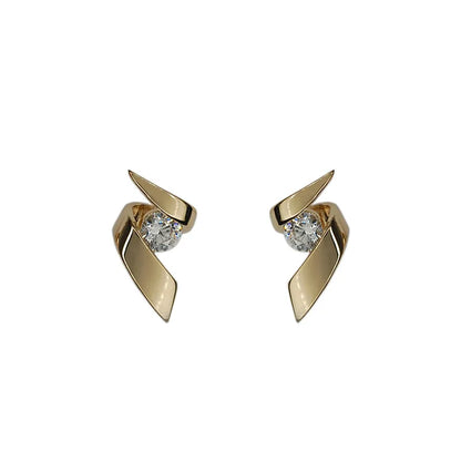 925 Sterling Silver Earrings - 14K Gold Plated with Zircon