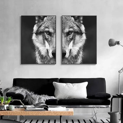 Wolf Head Canvas Wall Art - Waterproof Unframed Nordic Poster