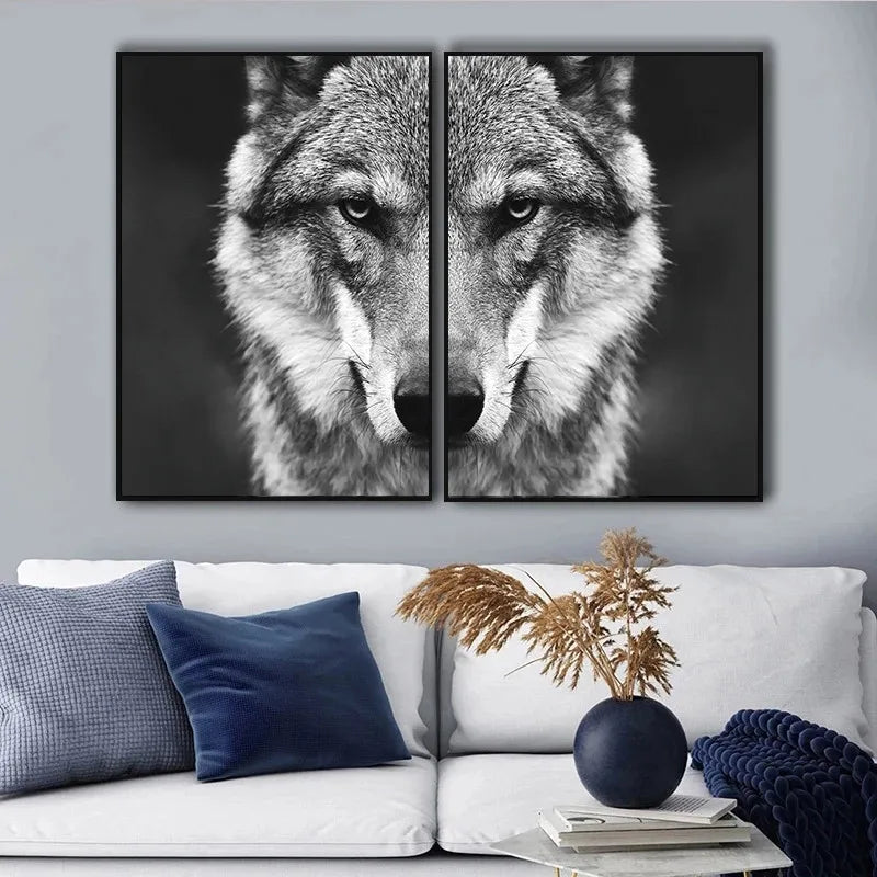 Wolf Head Canvas Wall Art - Waterproof Unframed Nordic Poster