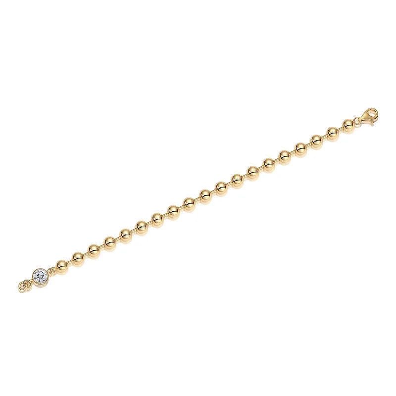 1 Carat Moissanite Gold Bead Bracelet - S925 Silver 18K Plated