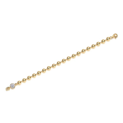 1 Carat Moissanite Gold Bead Bracelet - S925 Silver 18K Plated