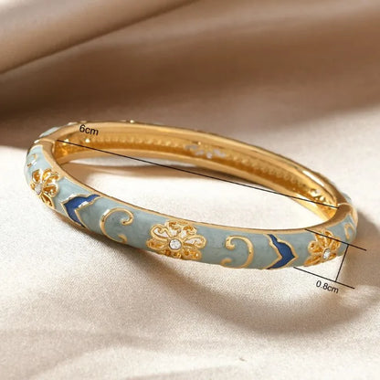 Cloisonné Enamel Bangle - Chinese Palace Style Flower Design