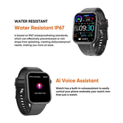 SENBONO Life3 Smartwatch - 1.83" Square, Bluetooth Call