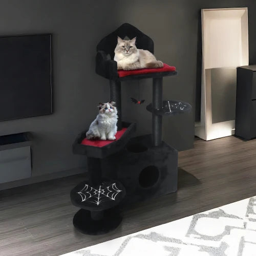 Gothic Cat Tower - Coffin Bed, Scratching Posts, 4 Levels