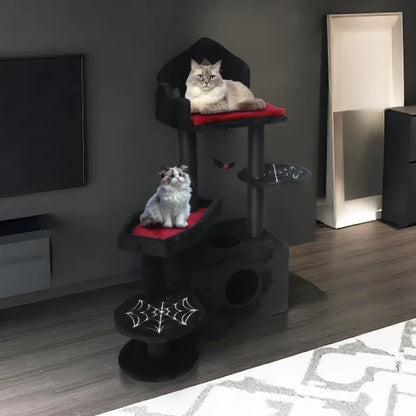 Gothic Cat Tower - Coffin Bed, Scratching Posts, 4 Levels