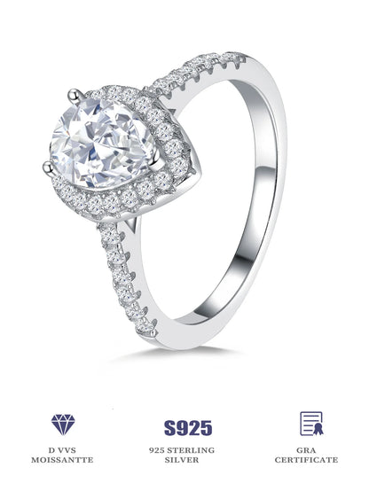 Moissanite Wedding Ring - 925 Sterling Silver, Rhodium Plated