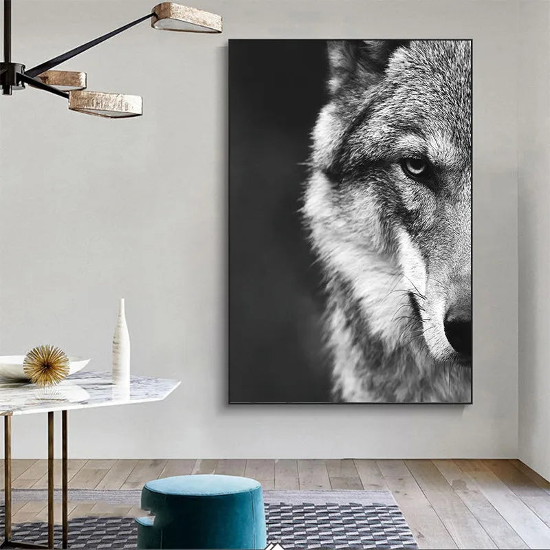 Wolf Head Canvas Wall Art - Waterproof Unframed Nordic Poster