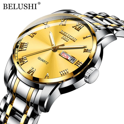 BELUSHI 556 Men's Sport Quartz Watch - Roman Numeral, Luminous, 3ATM, Stainless Steel Band