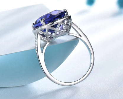 925 Sterling Silver Tanzanite Gemstone Engagement Ring