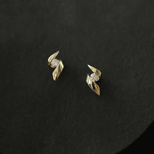 925 Sterling Silver Earrings - 14K Gold Plated with Zircon