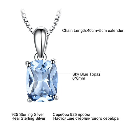 Blue Topaz Pendant Necklace - 925 Sterling Silver