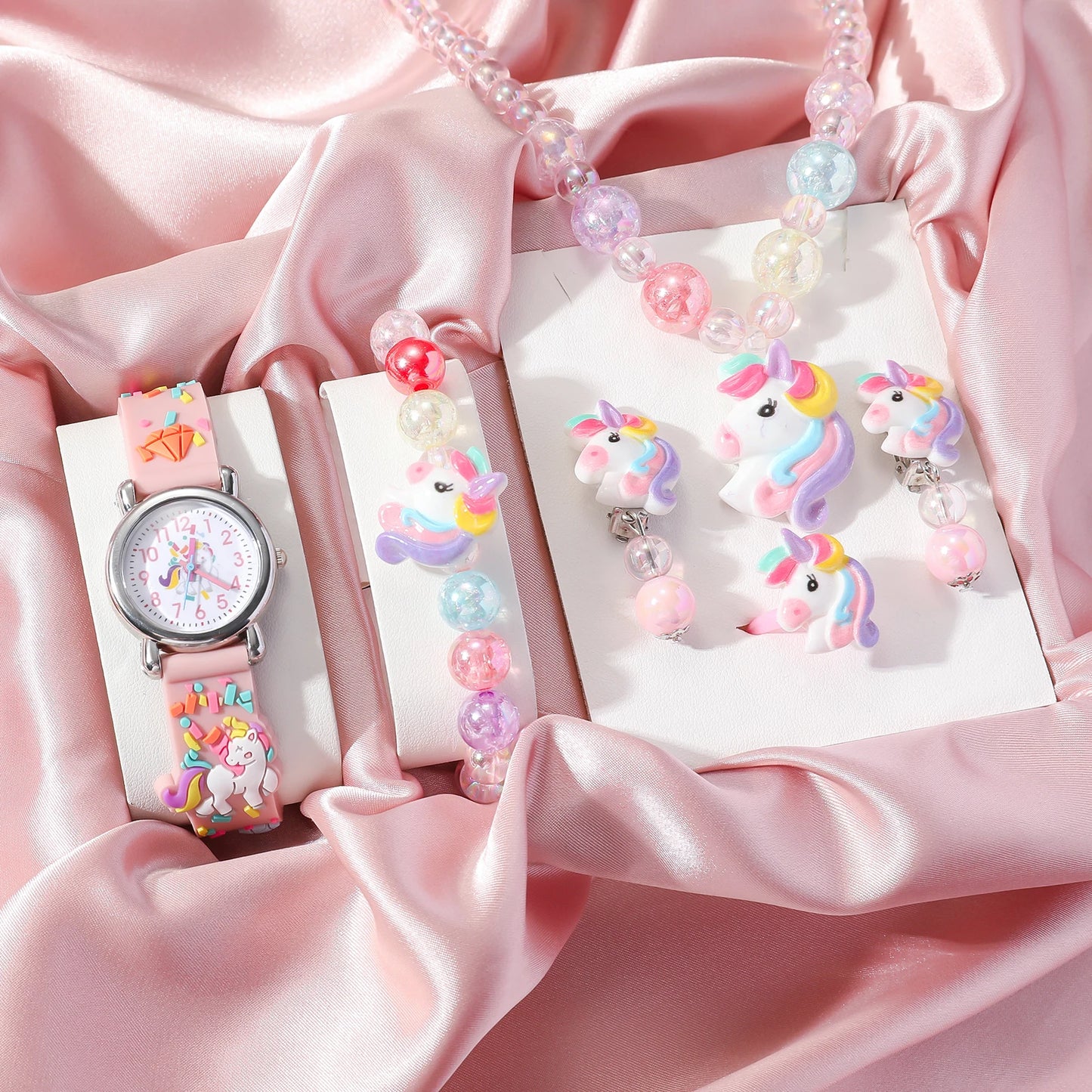 Unicorn Children's Watch & Jewelry Set - Pink