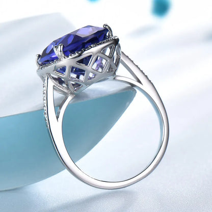 925 Sterling Silver Tanzanite Gemstone Engagement Ring