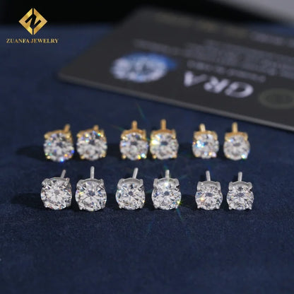 Moissanite Cluster Stud Earrings - 925 Sterling Silver