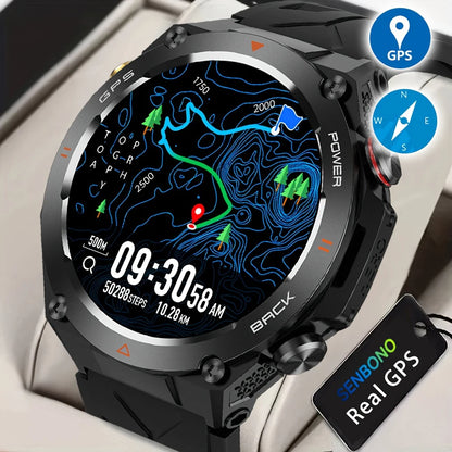 SENBONO KC82 GPS Smart Watch – 1.45" OLED, IP68, 650mAh, Compass & Altimeter