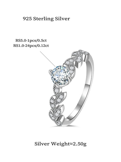Luxury Moissanite Ring - 925 Sterling Silver, Rhodium Plated