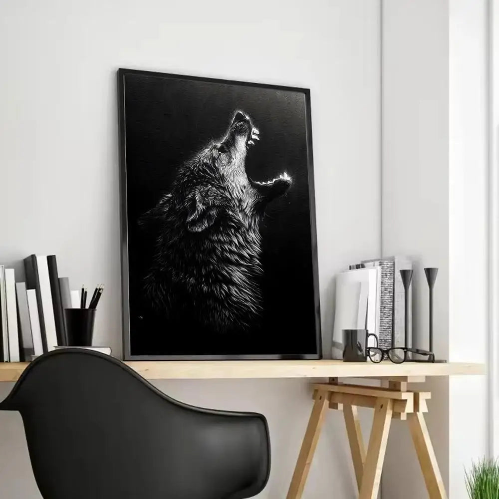 Black Wolf Canvas Poster - HD Print Wall Art Scroll Painting