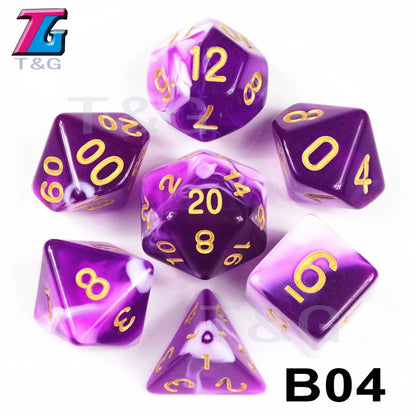 7-Piece Acrylic Polyhedral Dice Set for D&D and RPG Games