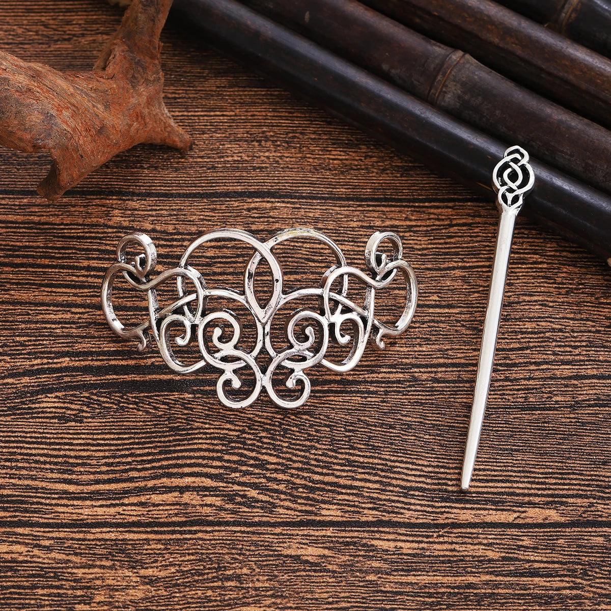 Celtic Knot Hair Stick – Retro Irish Style, Metal Alloy, Silver, 3 Styles