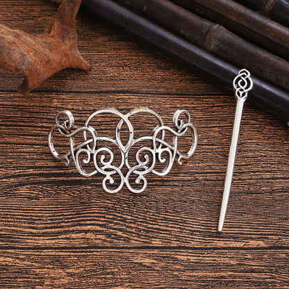 Celtic Knot Hair Stick – Retro Irish Style, Metal Alloy, Silver, 3 Styles