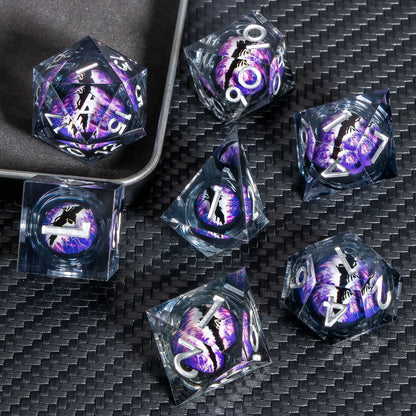 Sharp-Edge Resin Liquid-Core Dice Set for D&D and RPG Games