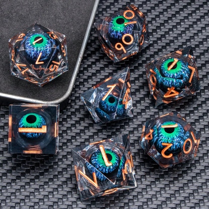 Sharp-Edge Resin Liquid-Core Dice Set for D&D and RPG Games