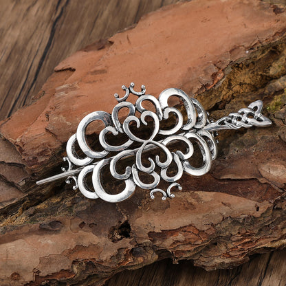 Celtic Knot Heart Hair Stick – Viking Irish Style, Metal Alloy, Silver