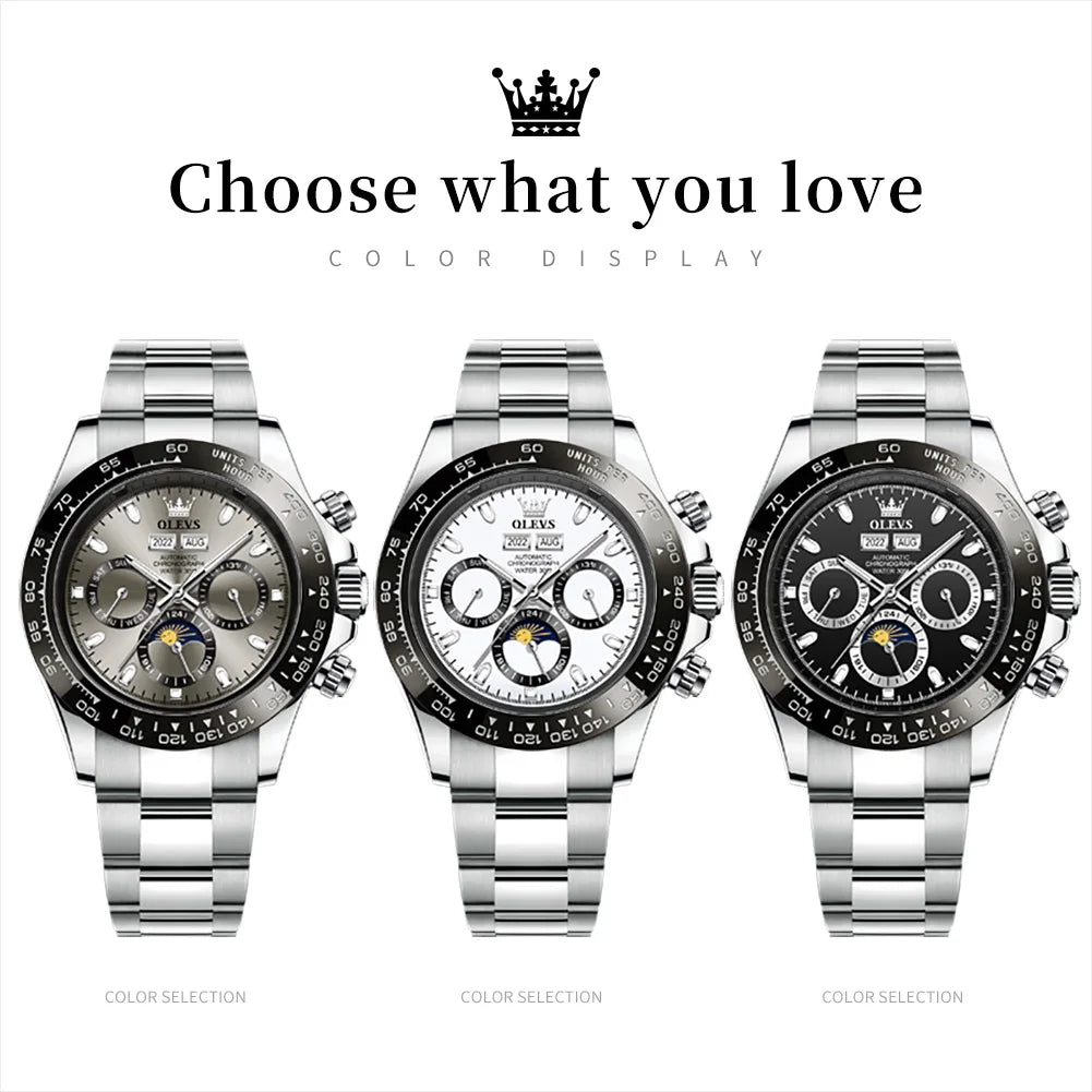 OLEVS 6654 Men's Watch - Automatic Mechanical, Sport, Waterproof, Luminous, Week Calendar
