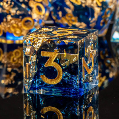 7-Piece Handmade Resin DnD Dice Set - Sharp Edge RPG Dice