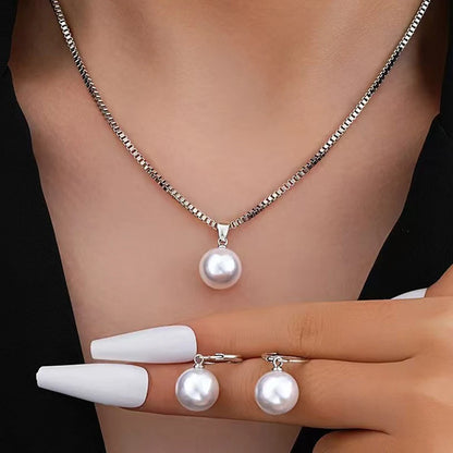Pearl Jewelry Set - Necklace & Earrings