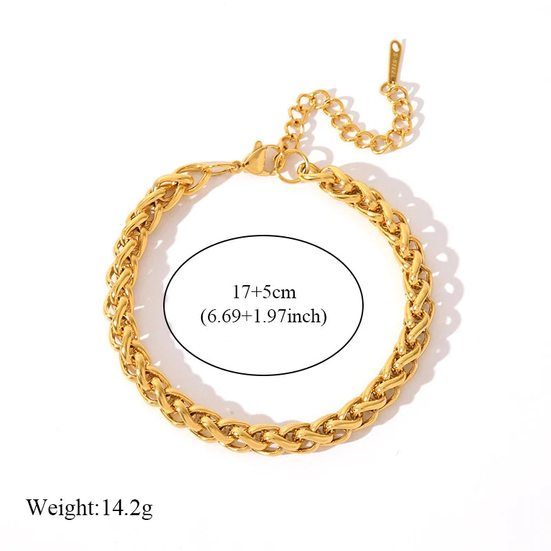 18K Gold Plated Twisted Bracelet - Stainless Steel Bangle