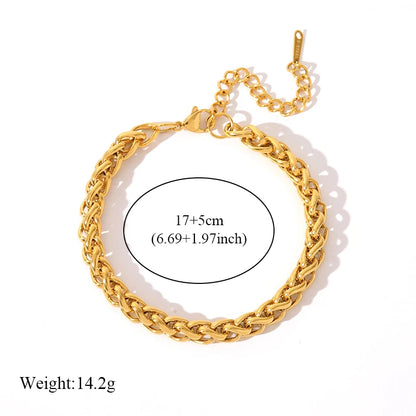 18K Gold Plated Twisted Bracelet - Stainless Steel Bangle