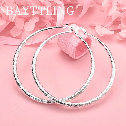 925 Sterling Silver Large Round Earrings - 68mm Wedding Jewelry