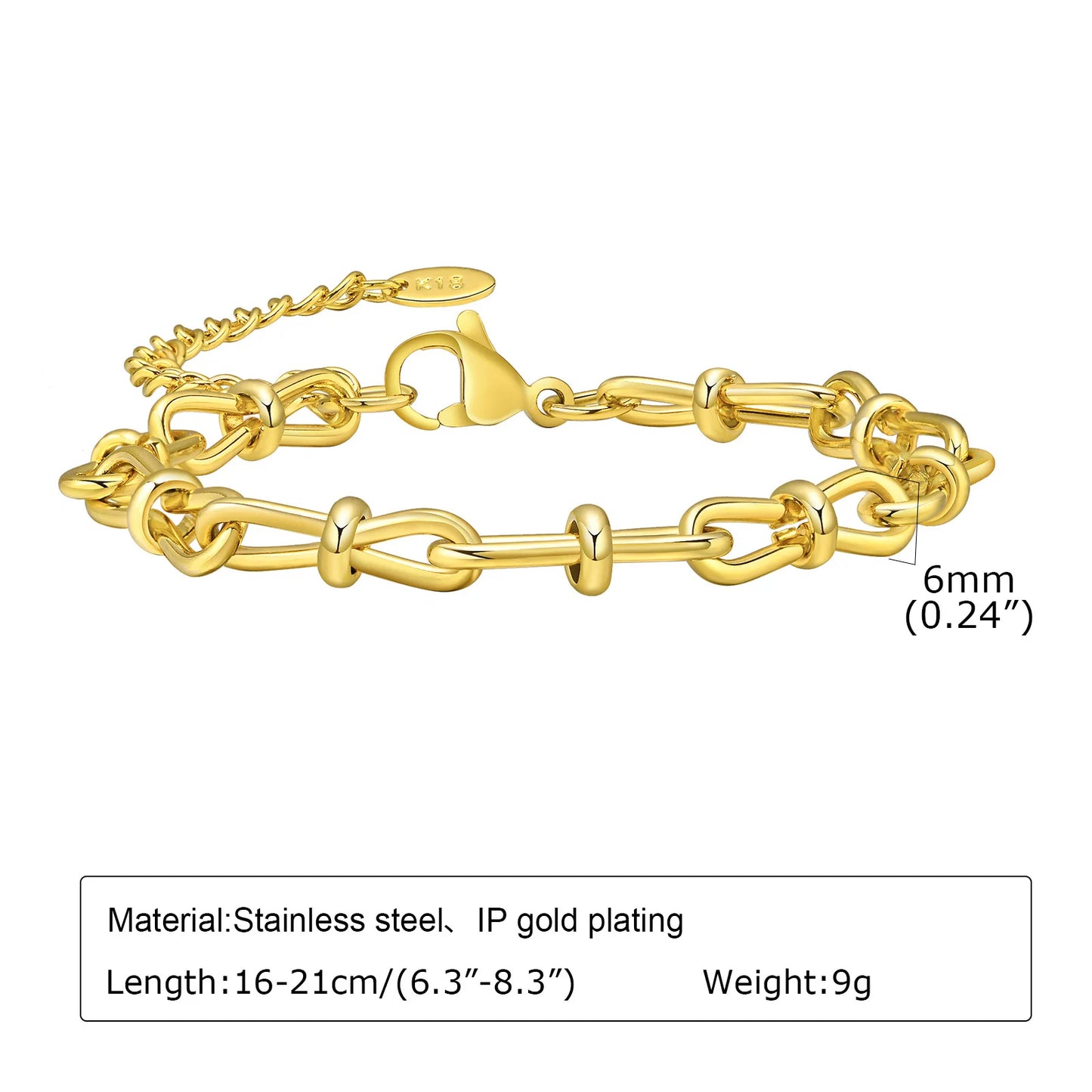Gold Stainless Steel Chunky Link Chain Bracelet