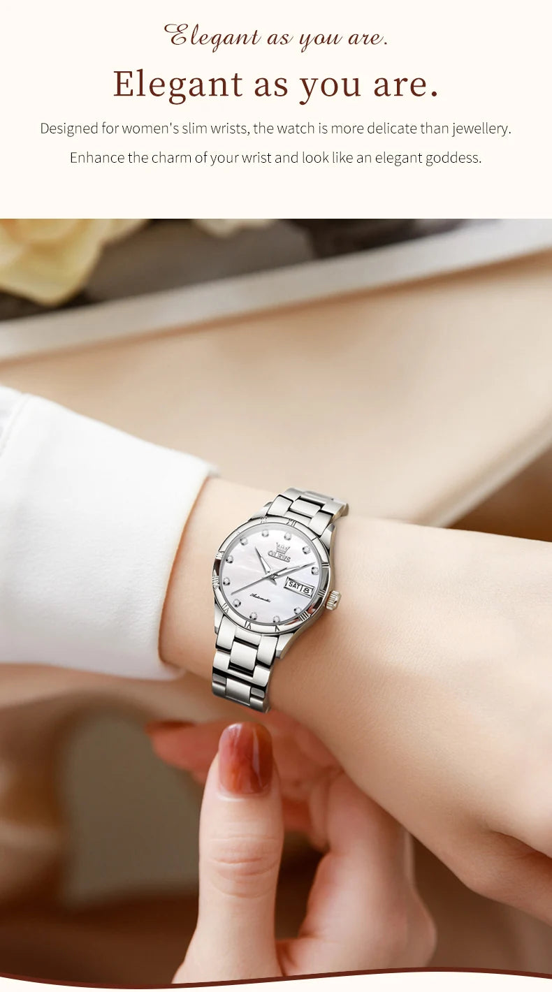 OLEVS 7030W Elegant Fashion Watch - Automatic Mechanical, Waterproof, Luminous Date Week