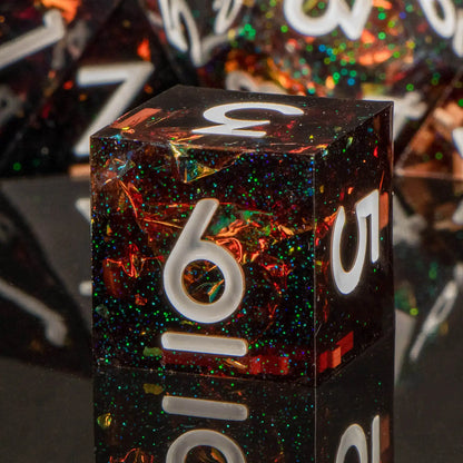 7-Piece Handmade Resin DnD Dice Set - Sharp Edge RPG Dice
