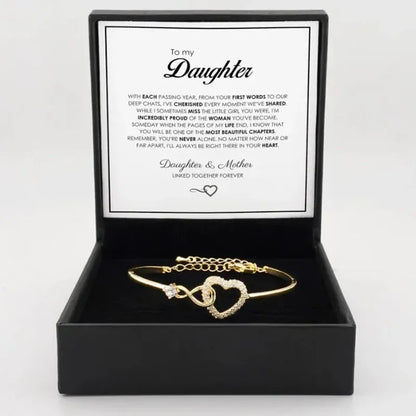To My Daughter Heart Bracelet - Infinity Symbol Gift Box Set