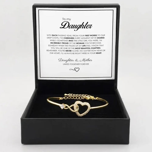 To My Daughter Heart Bracelet - Infinity Symbol Gift Box Set