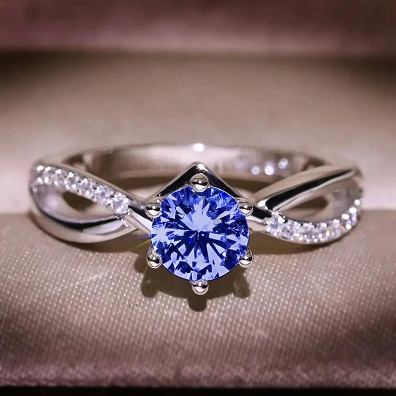 Silver Cubic Zirconia Ring - 6 Claw Engagement Band