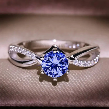Silver Cubic Zirconia Ring - 6 Claw Engagement Band