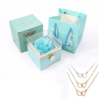 Eternal Rose Box with Custom Heart Name Necklace
